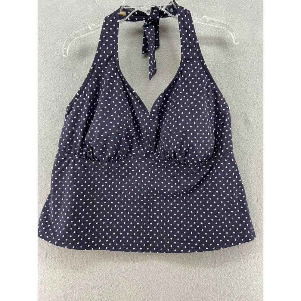 Lands End Swim Top Womens Sz 20W Polka Dot Tankini Swim Top Black White Swimwear